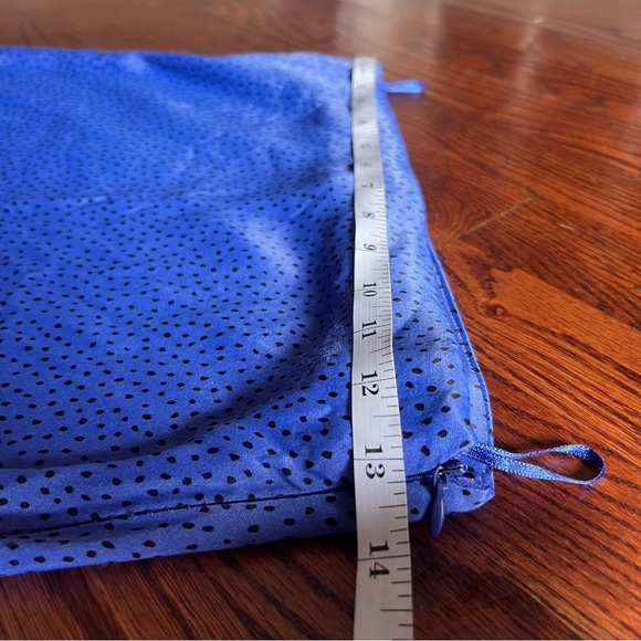 Zara Midi Skirt Womens Size Small Satin Side Slit Spotted Polka Dot Royal Blue - Picture 6 of 12